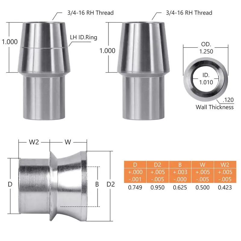 Heim Joint Rod End Kit 2pcs Rod Ends Chromoly Joints Rod End Left Thread Heim Joint End Kit with Spacer Car Accsesories ﻿