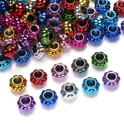 20Pcs 14mm Acrylic Loose Spacer Beads Colorful Flat Round Large Hole Beads For Jewelry Making DIY Earrings Necklace Bracelet