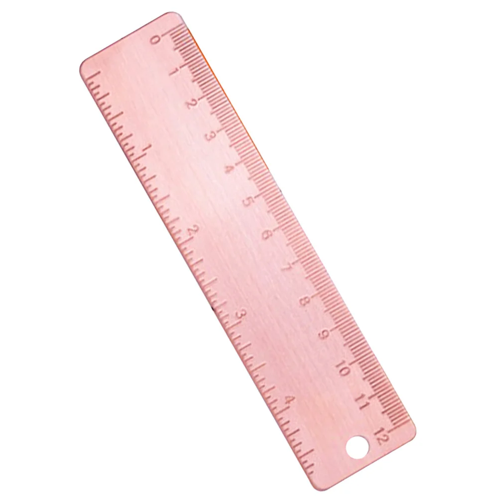 Copper Metal Straight Ruler -Resistant Measuring Tool Versatile Office Student Painting Drawing Compact Portable