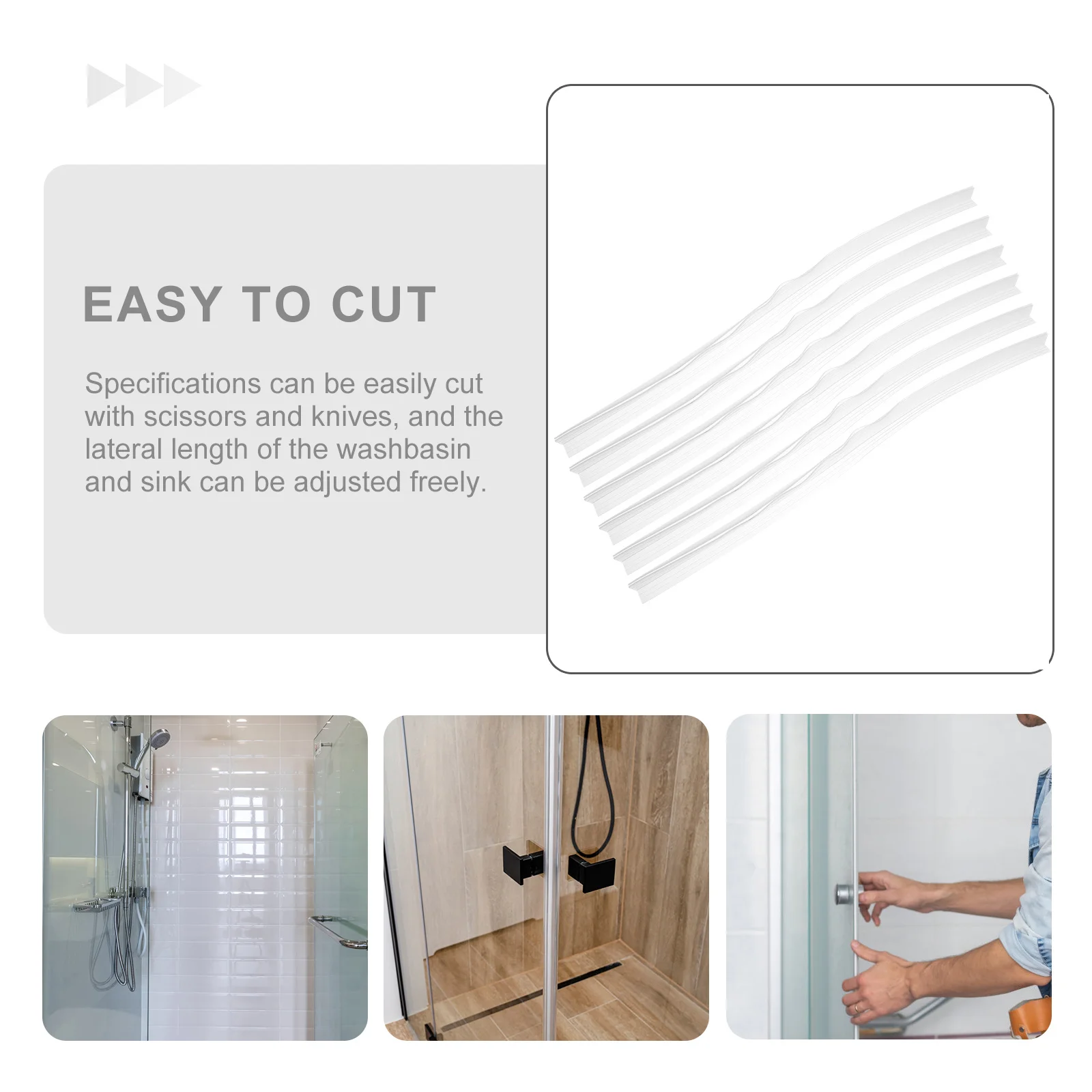 6pcs Bathroom Sealing Silicone Waterproof Strip For Shower Bathtub Glass Door Water Barrier Durable Flexible Sealing Strip