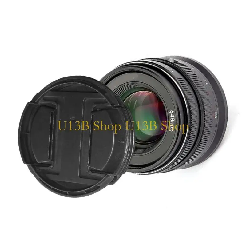 U13B 2Pcs 49mm Camera Lens Cap Secure Inner Locking Mechanism without Label Design Anti Loss Thin ABS Rubber Composite