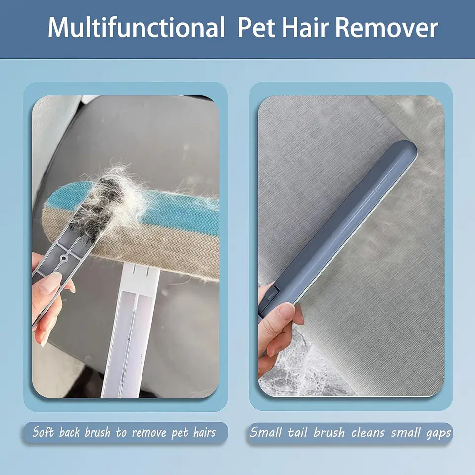 Set 2 Spazzole Per Peli Di Animali 3 In 1 – Rimuove Peli Da Tappeti, Divani E Vestiti, Riutilizzabile E Lavabile - Foto 2