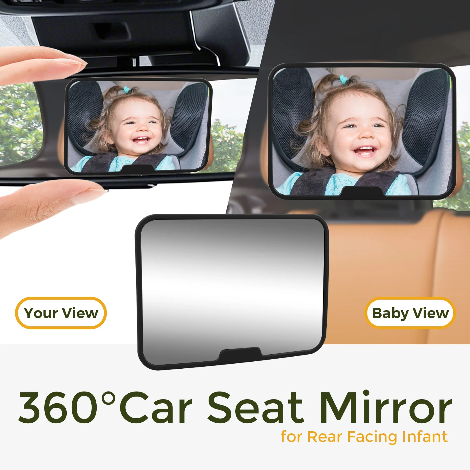 360 ° rotatable shatterproof high-definition car child seat rearview mirror
