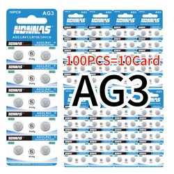 NEW 100PCS ag3 LR41 Batteries Equivalent Ideal for thermometers Watches Small Toys and more 1.5 Volt Button Cell