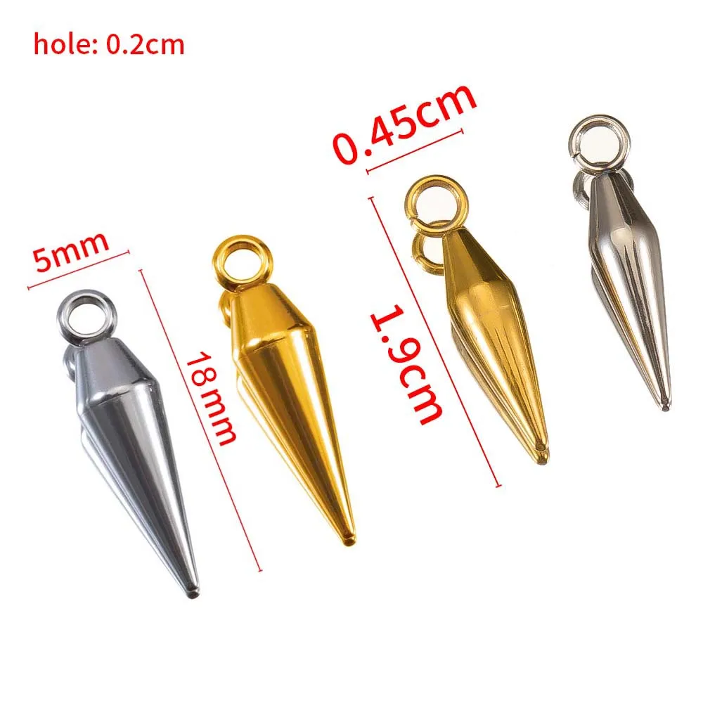 10PCS Edelstahl Kegel Kugel Choker Charms Spike Perlen Anhänger für Frauen Mann Hoop Ohrring Halskette Schmuck Machen Liefert