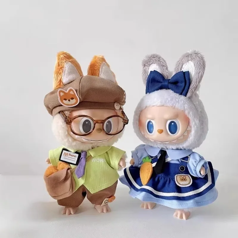 

Labubu clothes Pendant Doll 17cm Zootopia Judy Hopps Nick Wilde Cosplay Costume Outfit Set Kawaii Fashion Doll Accessories