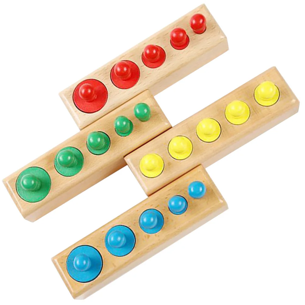 1 set 1 Set Of Colorful Wooden Cylinder Blocks Knobbed Cylinders Socket For Toddlers Shape Learning Educational Kids Blocks