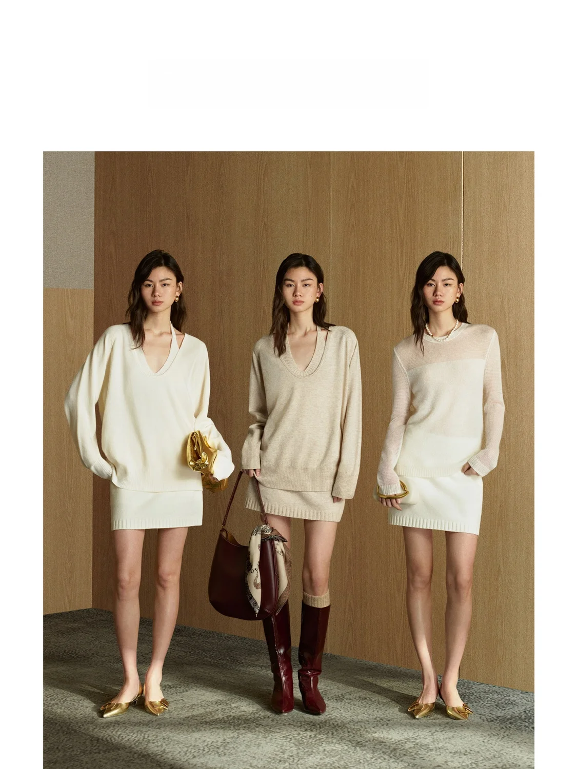 Fashionable Retro Knitted  Skirt High Waist Straight Cut Comfortable Soft Woolen Material Spring New Arrival City Commute