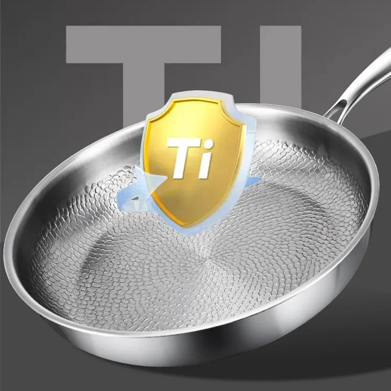 

26/28/30cm Non-stick Frying Pan Titanium Frying Pan Uncoated Fish Scale Hammer Pattern Titanium Alloy Cookware