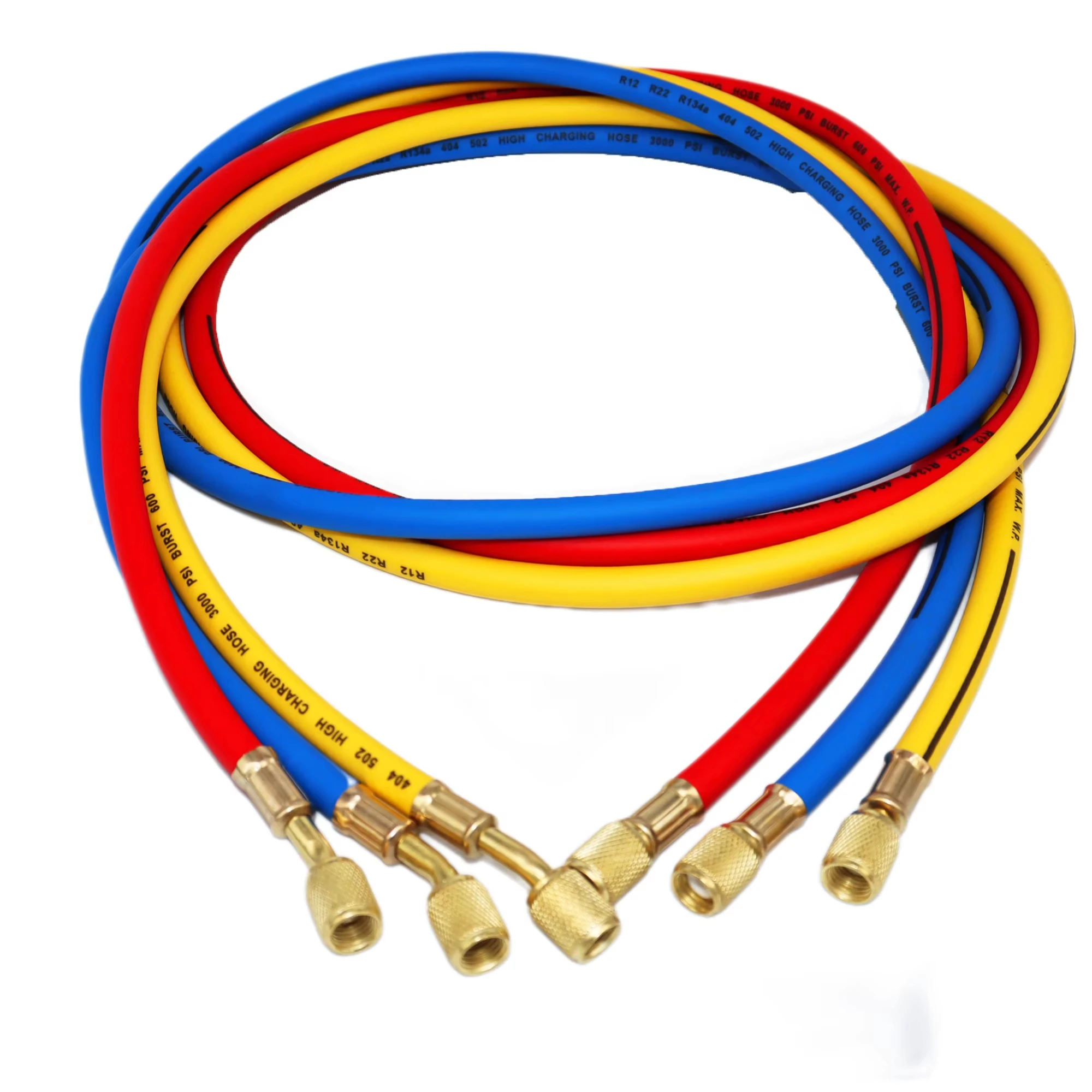 

3000psi 1/4 inch AC Charging Hose Tube HVAC Gauges Hoses Refrigerant Charging Hose for R134A R12 R22 R502 R404 Manifold Hose Set