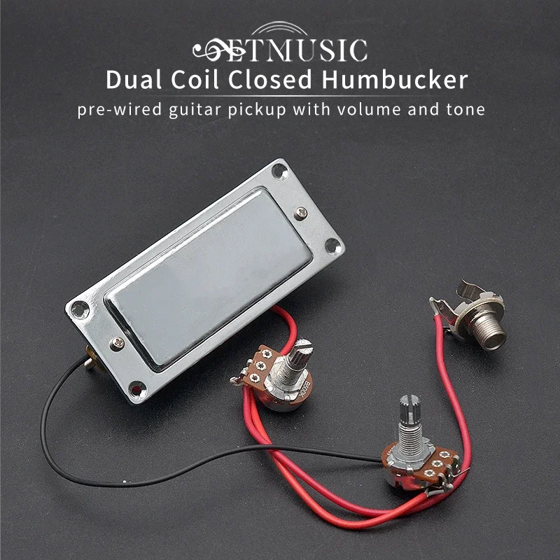 

Dual Coil Closed Humbucker Pre-Wired Guitar Pickup with Volume and Tone 92*37.5mm Silver