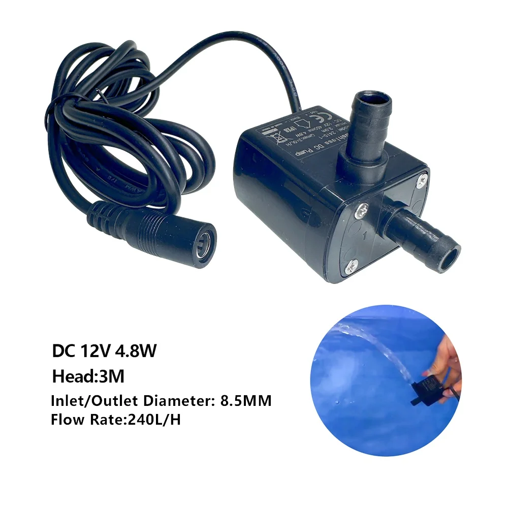 

DC 12V 4.8W 240L/H Mini Brushless Submersible Water Pump Ultra Quiet Solar Power Quick Connector Fountain Aquarium Water Pump