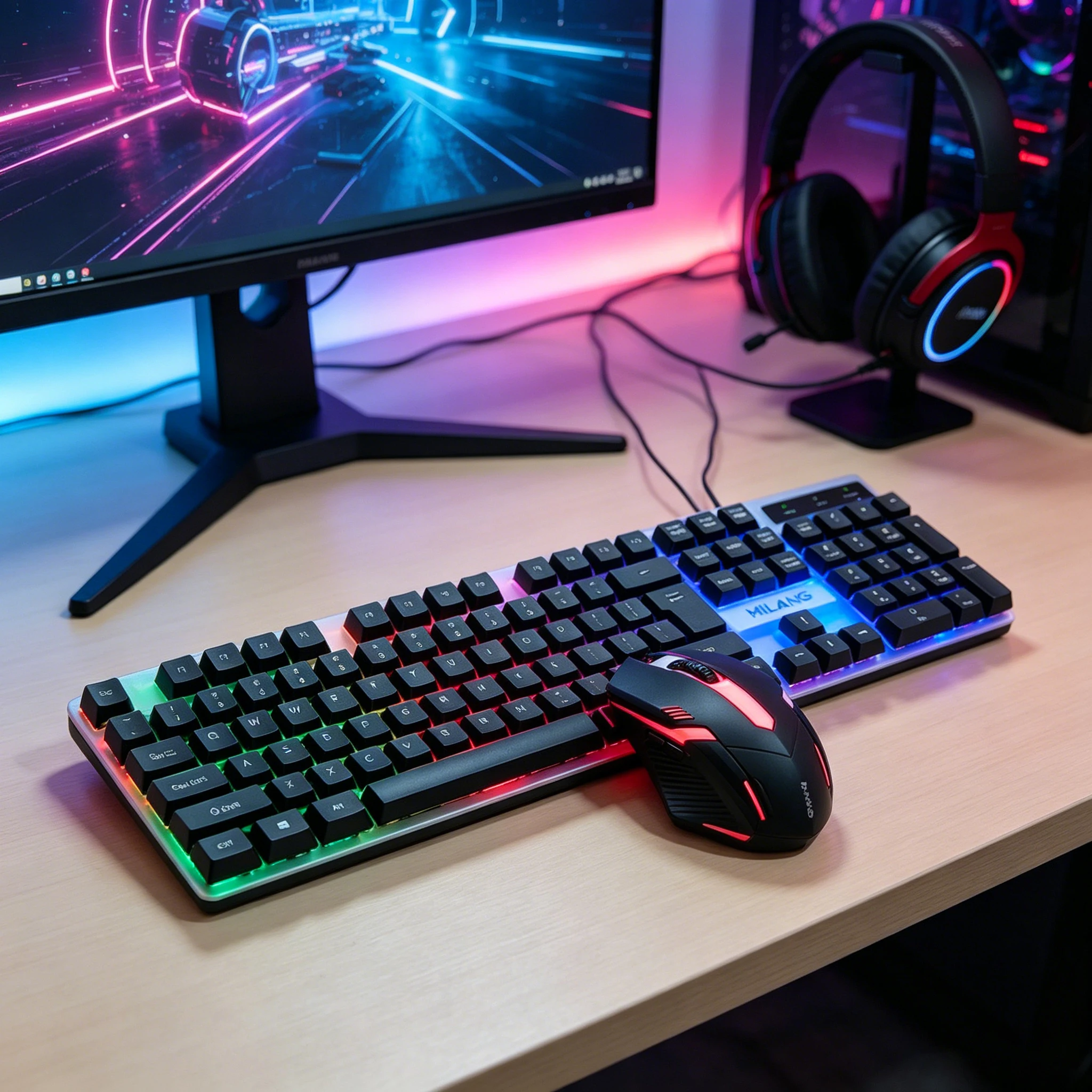 Regenboog LED-achtergrondverli - Pc Gaming Komplett Set recensie en prijs