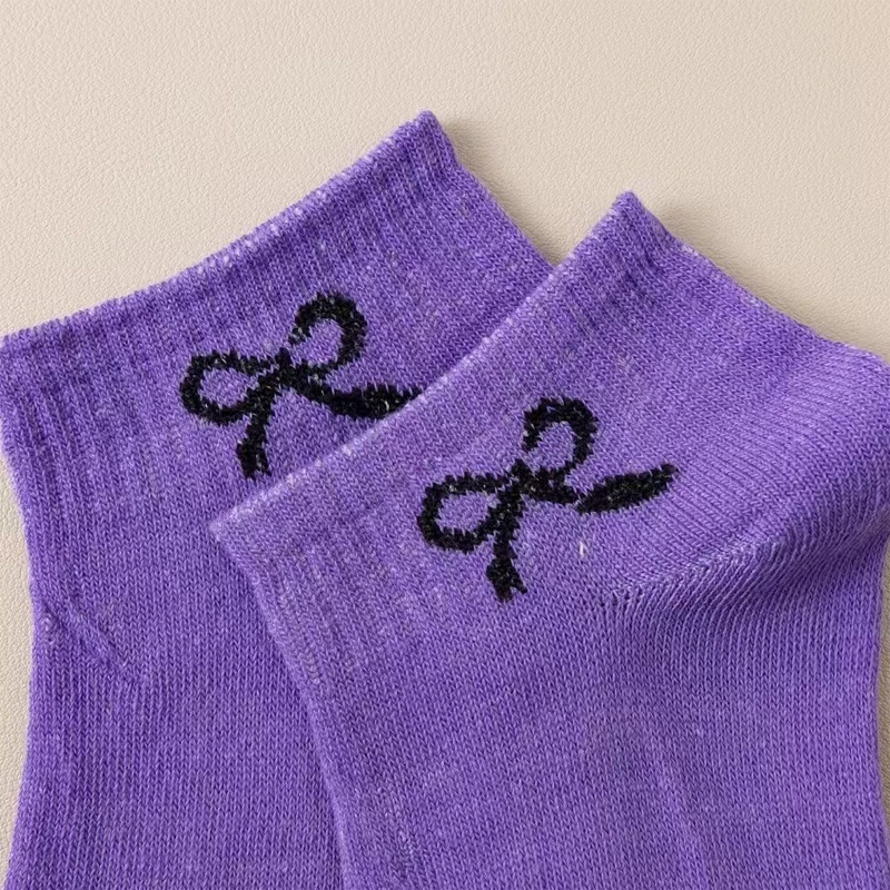 Multiple bright colors mixed cute Bow Pattern Short Socks for Women Breathable Low Cut Design Ideal for Sneakers Casual Outfits