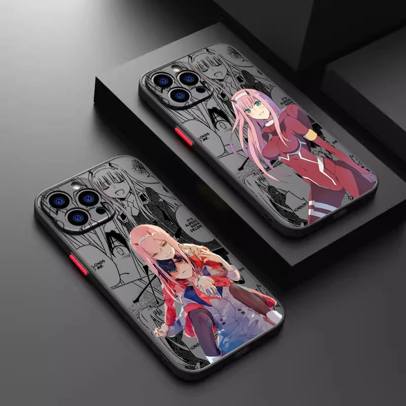 

Z-Zero Two Anime Hiro DARLING Frosted Translucent For Apple iPhone 15 14 13 12 11 XS XR X 8 7 SE Pro Max Plus Mini Back