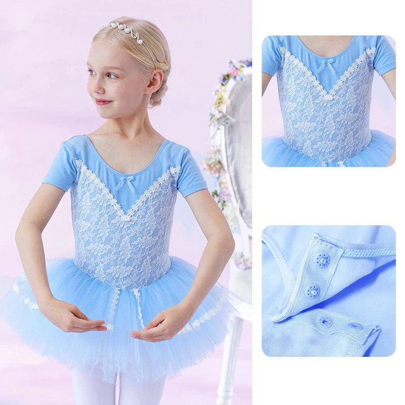 Dziecięce dziewczęce profesjonalne stroje do ćwiczeń baletowych dla dzieci, spódnica baletowa z długim lub krótkim rękawem, kostium taneczny, kostium gimnastyczny, tutu.