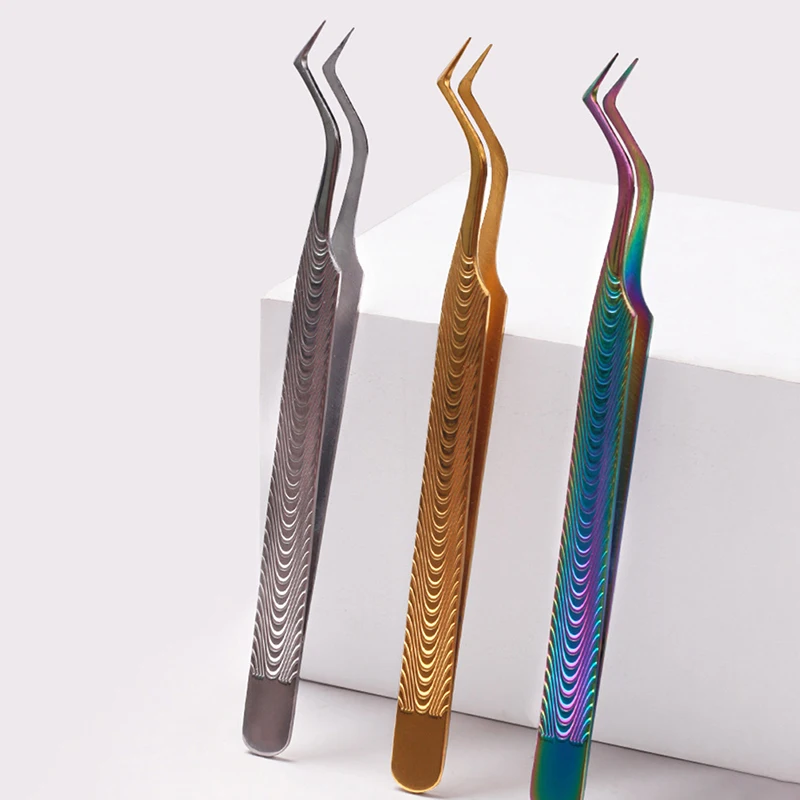 NEW Stainless Steel Superhard Eyelashes Tweezer Precision Anti-Static Tweezer For Eyelash Extension Makeup Tools