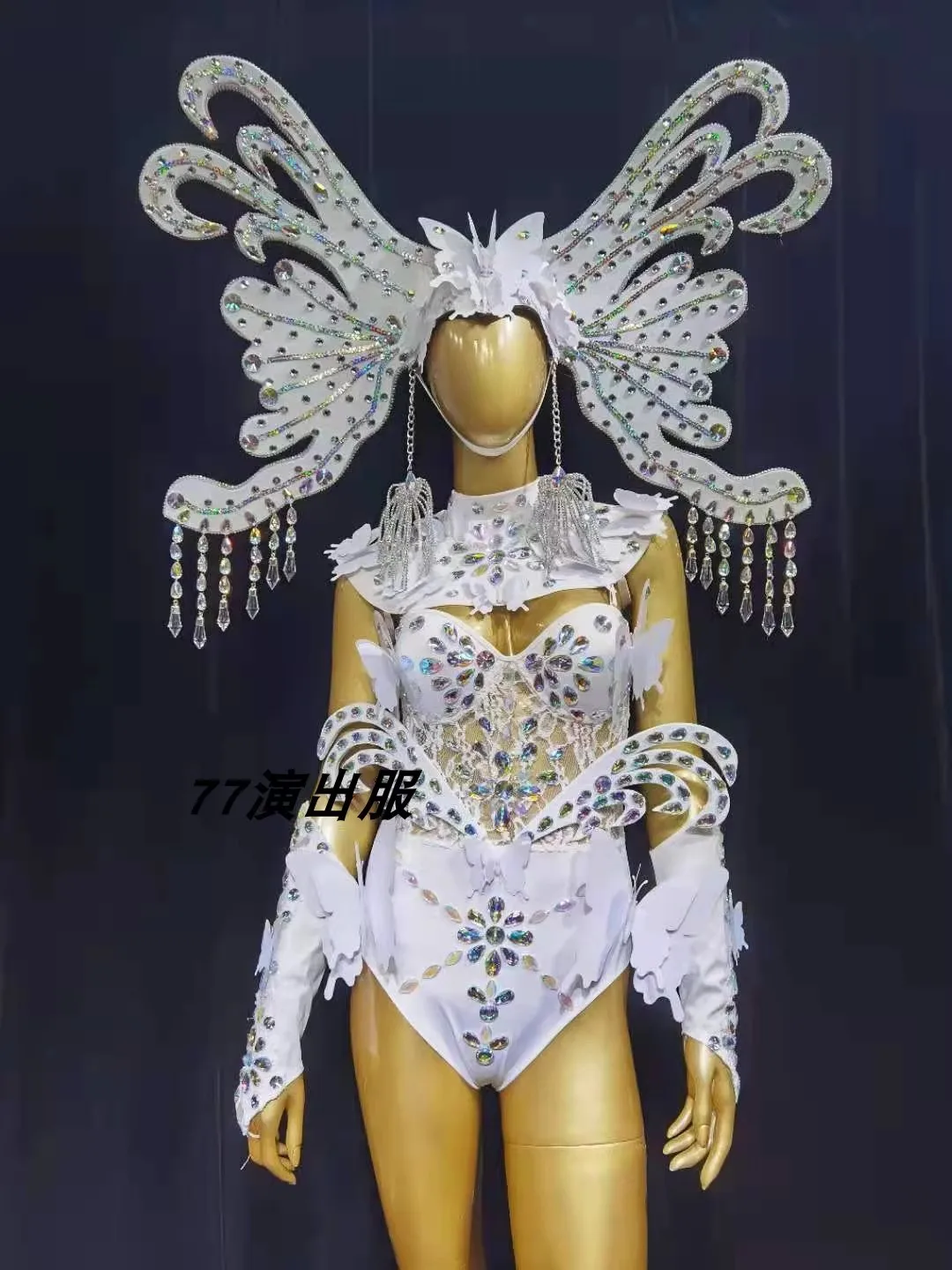 

Butterfly Diamond Crystal Headress+Outfit Personalized Festival Nightclub Bar Valentine's Day Singer Stage Club Queen Costume