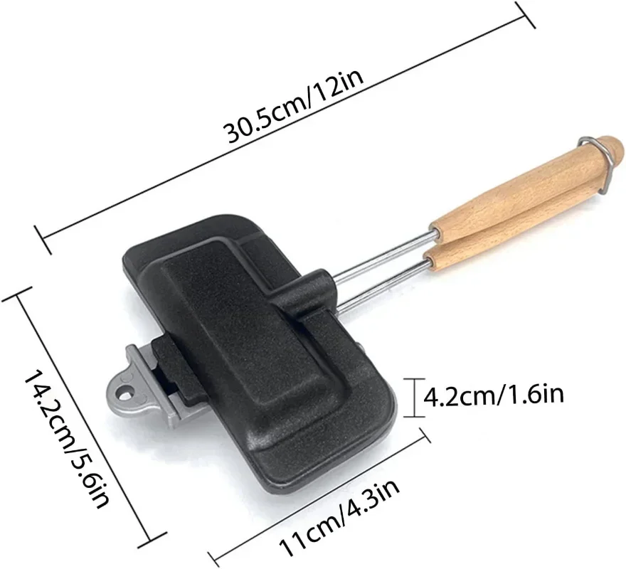 Dubbelzijdige sandwichpan, opvouwbare grillpan met antiaanbaklaag voor brood, toast, ontbijtmachine, pannenkoekmaker