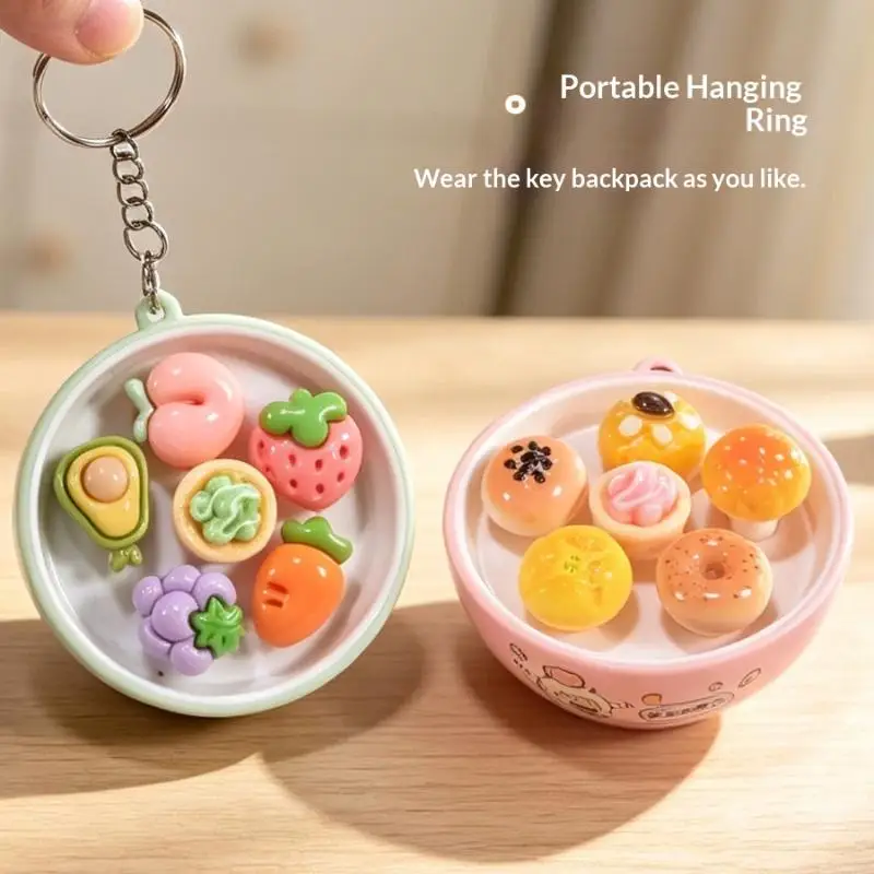 Whack A Mole Simulation Bread Squeeze Keychain Mini Fidget Stress Relief Toy Cute Backpack Pendant for Teens