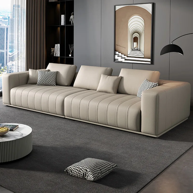 Fabric sofa living room straight row three-person sofa latex sofa