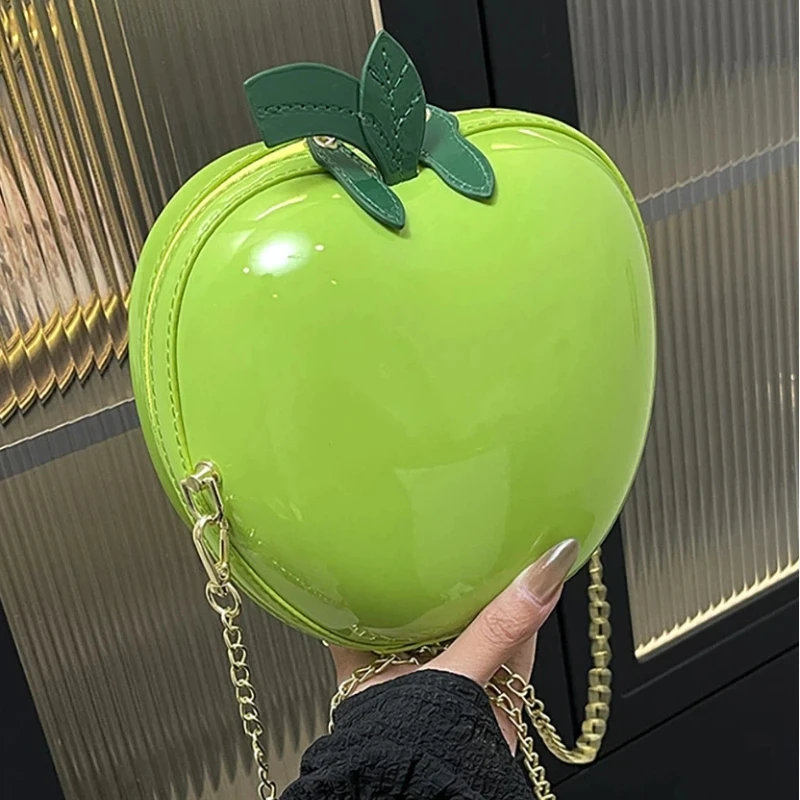 Cute Apple Purses for Women 2025 New Patent Leather Shoulder Bag Woman Fashion Casual Commute Luxury Cartoon Fruit Crossbody Bag