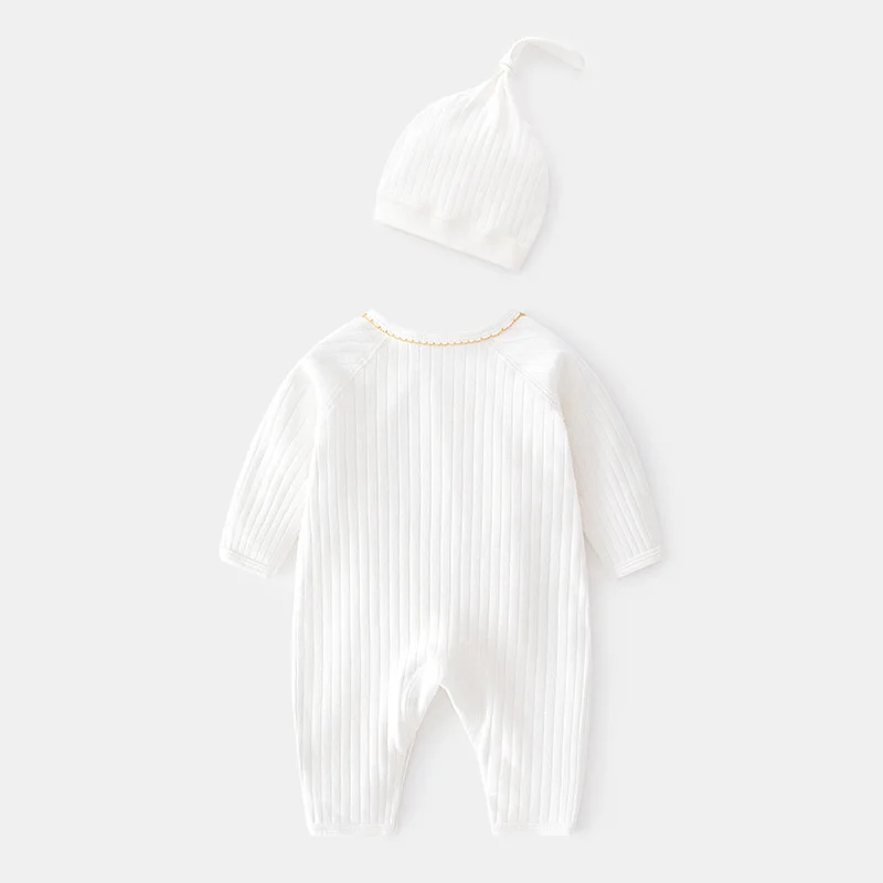 0 - 6 Months Baby Girls Boys Romper Hat Cotton White Clothes For Girls Cute Fashion Infant Boneless Jumpsuit  Spring Autumn New