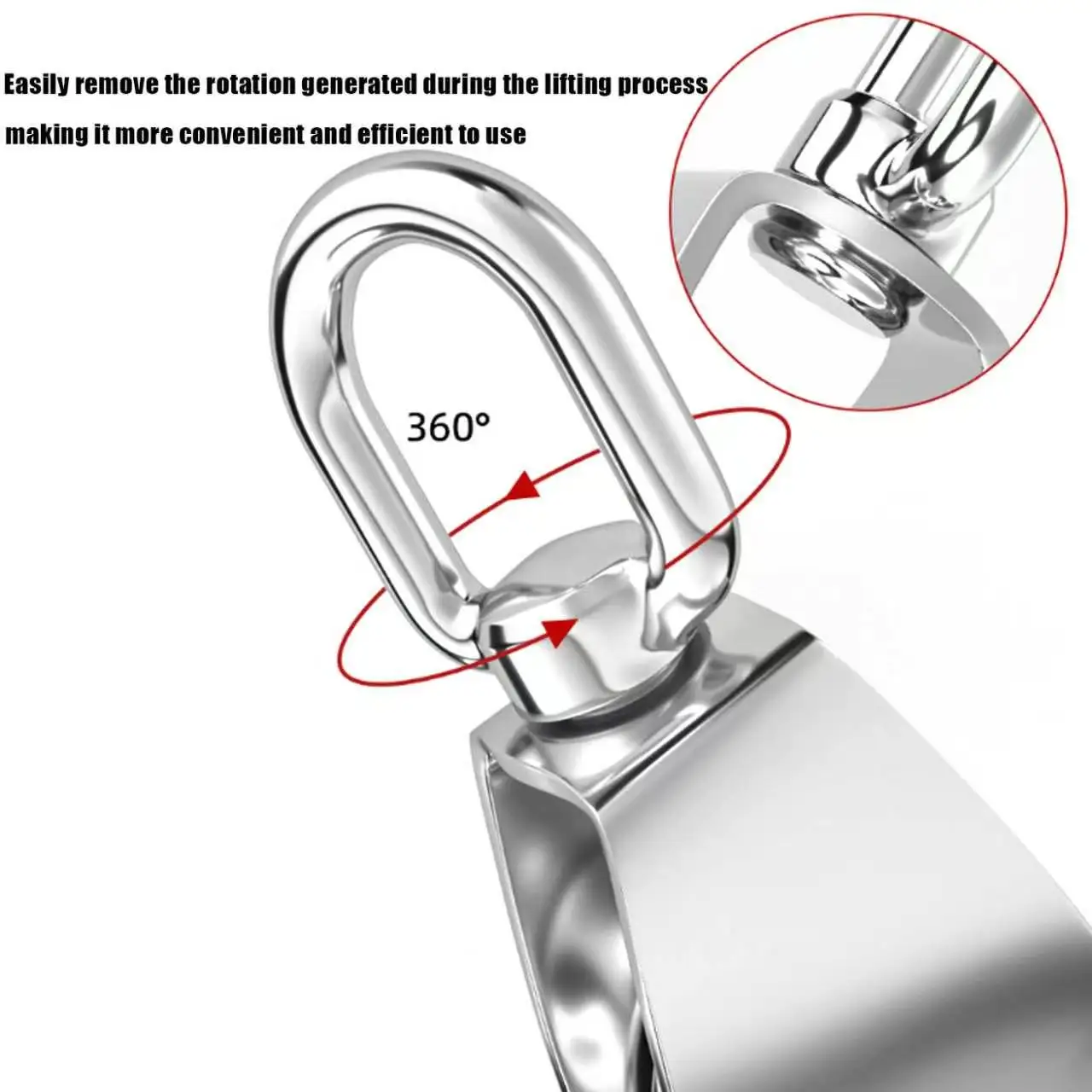 304 Stainless Steel Crane Pulley Block M15 M20 Lifting Crane Swivel Hook 360° Single Pulley Block for Hanging Wire Towing Wheel