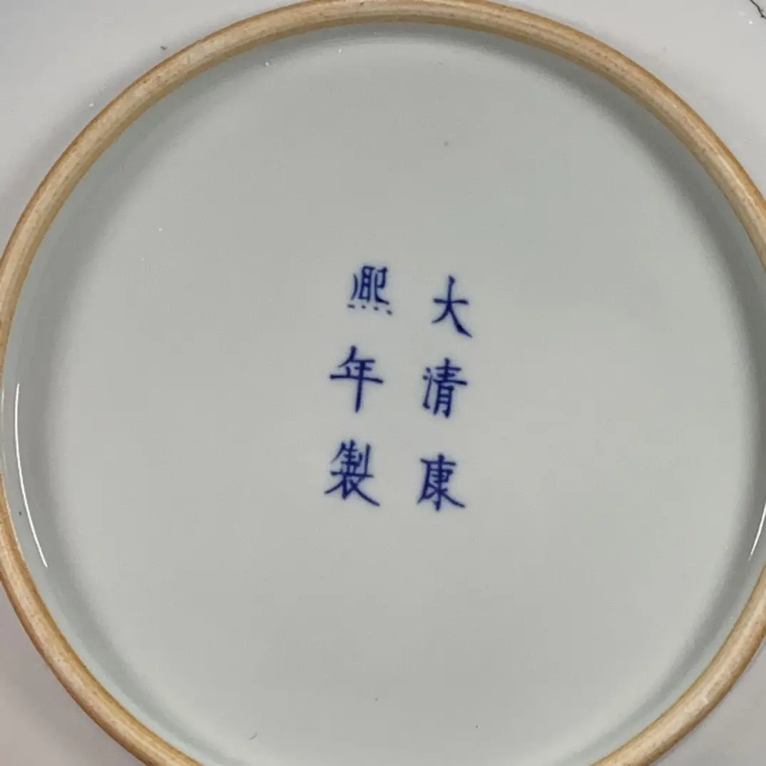 Qing Kangxi Mark Hand Painted Wucai Porcelain Display Plate, Lv Bu Teases Diao Chan Feng Yi Ting Story Decor Dish