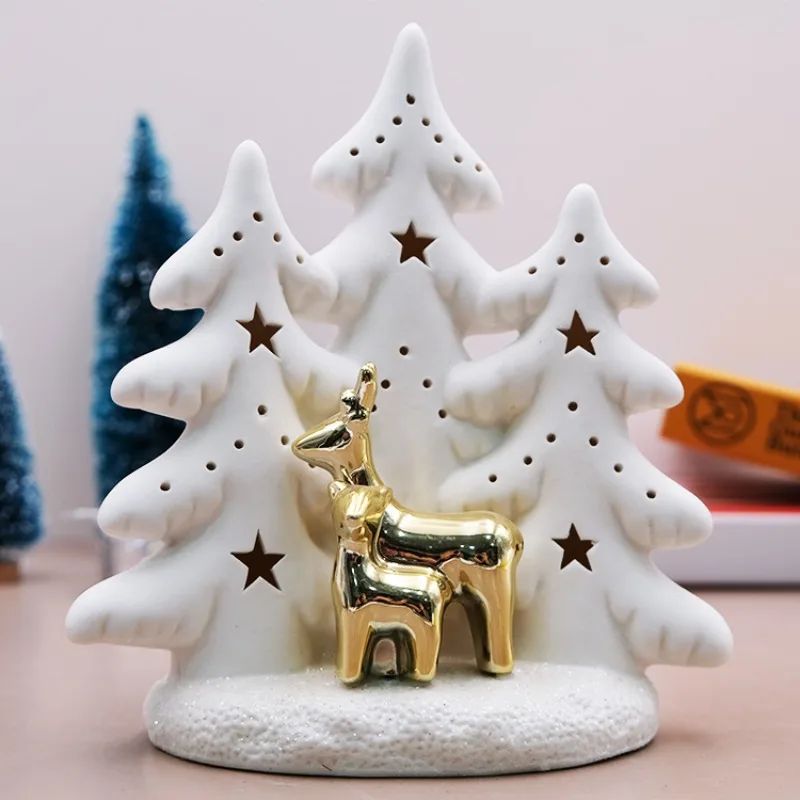 

Decorative ornaments wholesale Christmas tree led lights ceramic home decoration Christmas ornaments