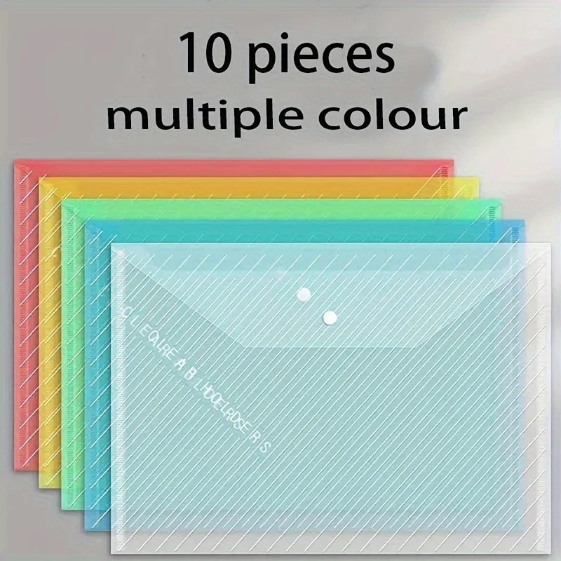 10pcs A4 투명 플라스틱 폴더 파일링 주최자 학생 폴더 폴더 편지지 학생 용품