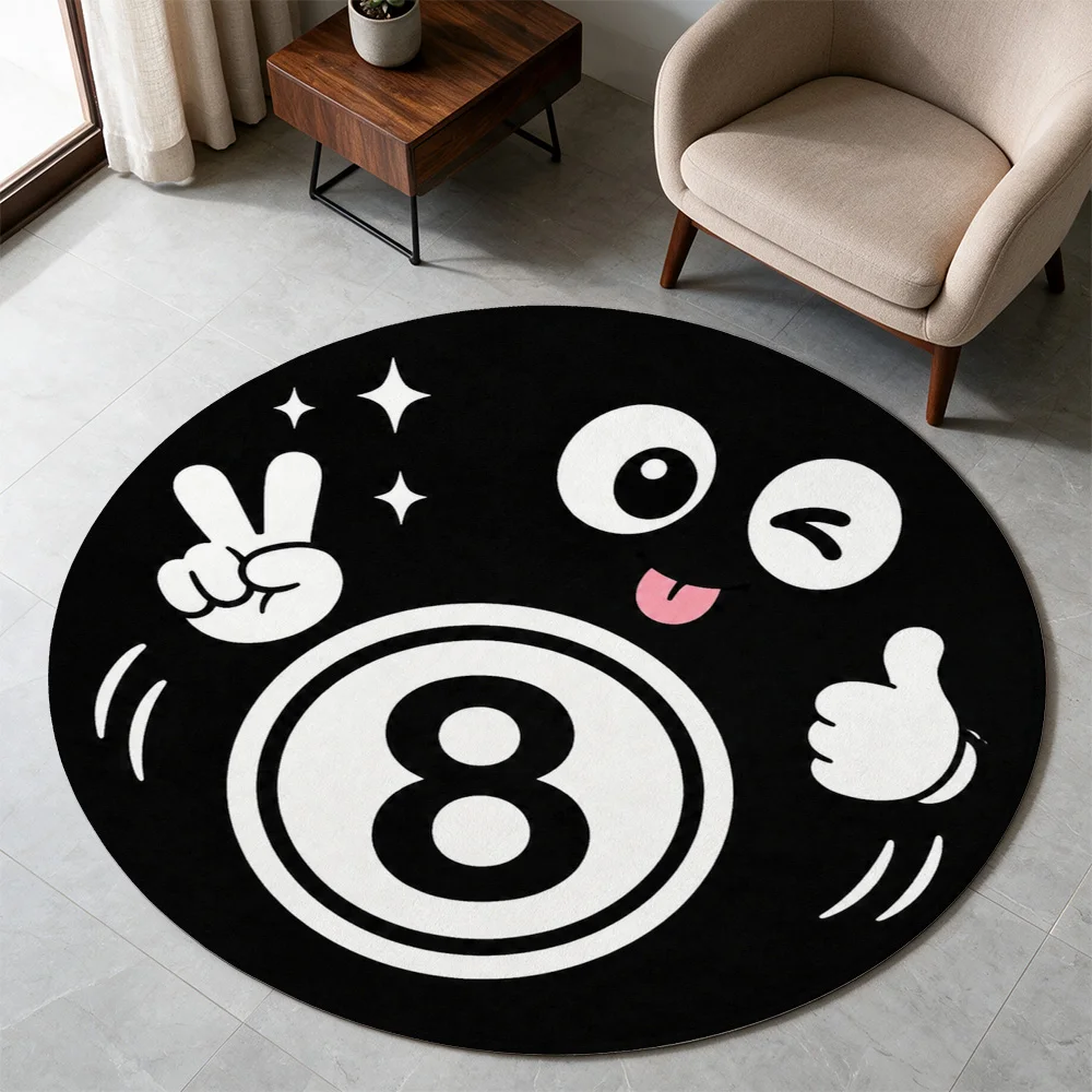Cute Number Eight Cartoon Character Round Area Rug for Kids Nursery Play Mat Floor Decor