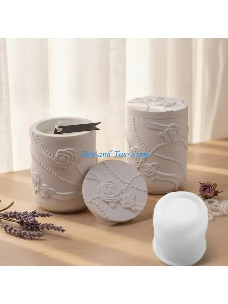 

HX6F Embossed Silicone Mold For Ribbon Storage Jars Crafting And Resin Art Projects