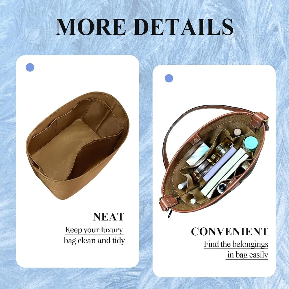 slim drawstring inner bag organizer for canvas bucket bags