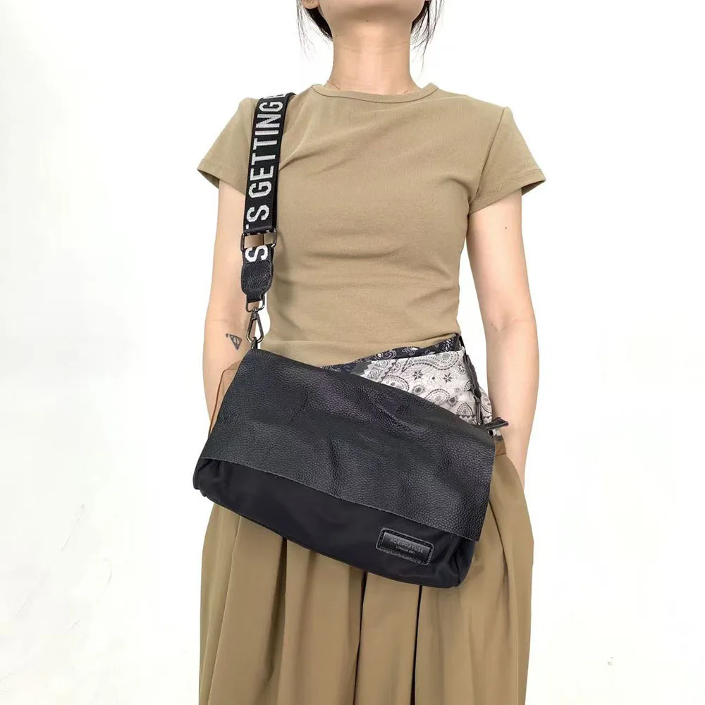

New Hot Sale Fashion Splicing Oxford Cloth Crossbody Bag Simple Design Black Shoulder Bag Large Capacity Crossbody Bag For Women