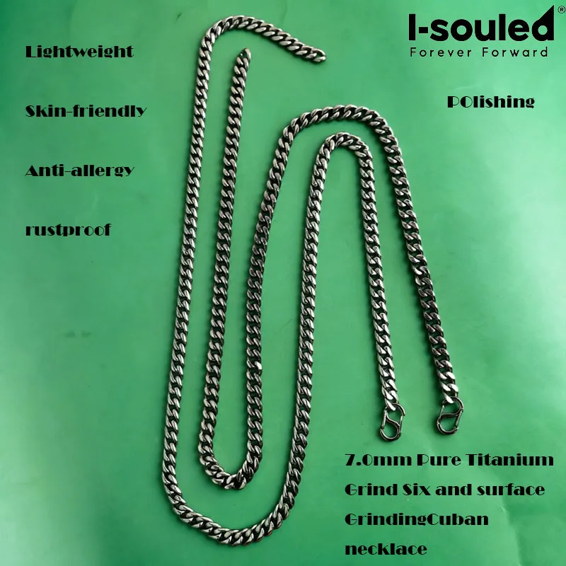 

7.0mm aviation grade TA1 pure titanium polished Cuban chain necklace