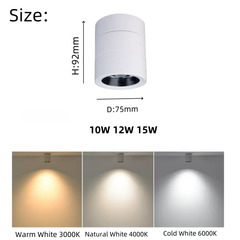Surface Mounted Rotary Folding Focus Light 10W12W COB Downlight Focusing Background Wall Porch Decorative Spotlight Light AC220V