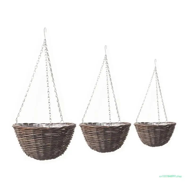 House Plant Artificial Wall Hanging Planter Basket Rattan Flower Basket Flower Plant Pots Holder Wall Decorations