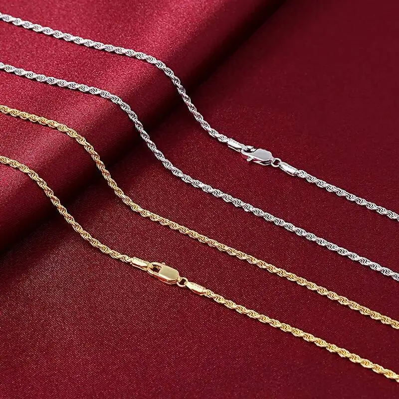 

Ожерелья-цепочки из стерлингового серебра 925 пробы с застежкой-лобстером 1,8 мм 2,8 мм, золотого, серебряного цвета для мужчин и женщин, 40/45/50/55/60/65 см