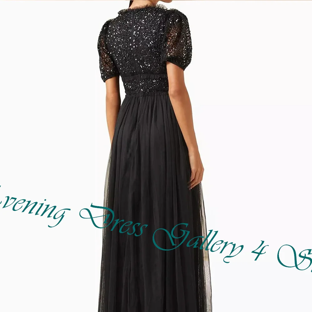 Customized Delicate Crystal V-Neck Floor Length платье вечернееA-Line Organza Short Sleeves Sweep Train Vestidos Para Mujer