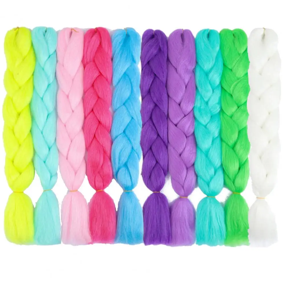 Neon Glowing Hair Florescent Light Braiding Hair Synthetic Jumbo Braids Shining Hair In The Darkness 24inch For Women Girls