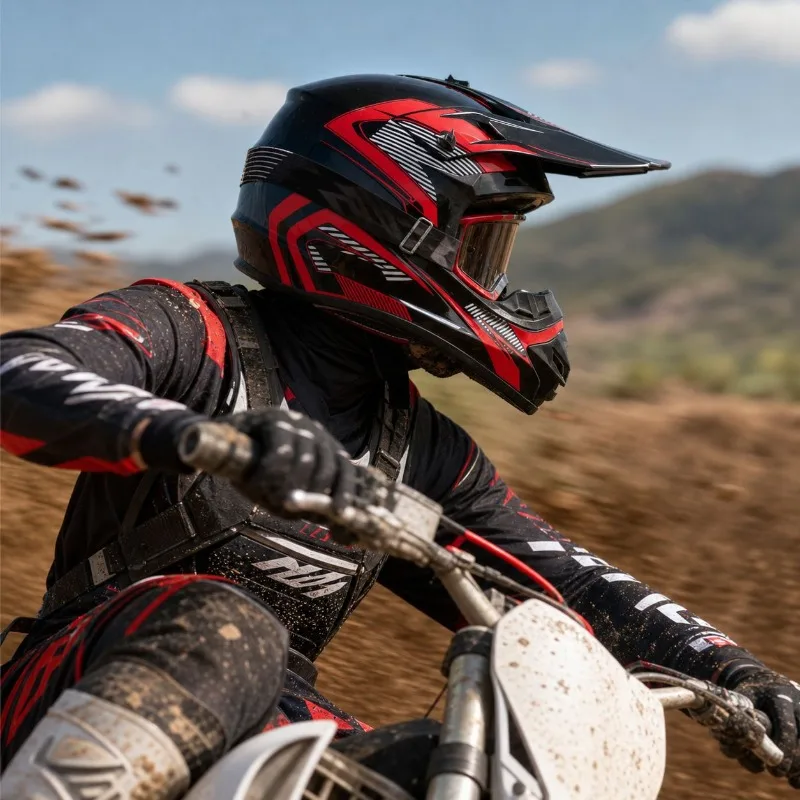 Motorcycle Off-road Helmet Motorcycle Helmet Motocross Race Downhill AM DH Children Adult Universal Helmet with 3 Piece Gift