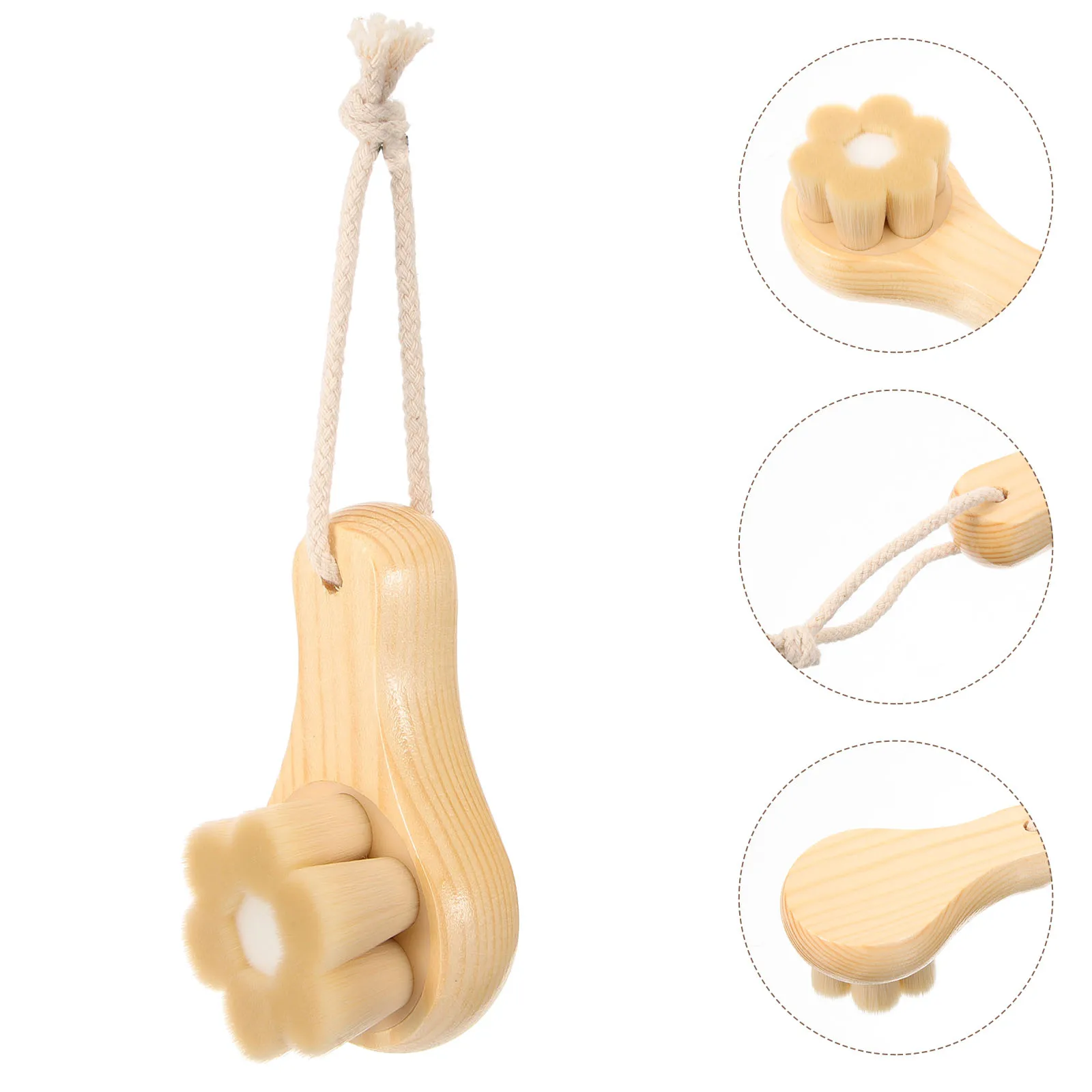 

Facial Cleansing Brush Soft Bristles Deep Pore Cleaning Exfoliating Tool Shape Wood Handle Skin Care Tools Face