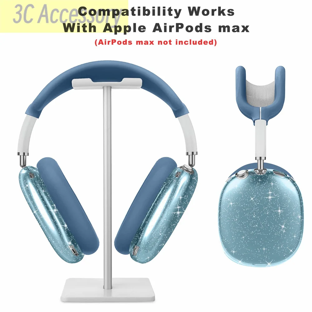 New glitter Black/Blue/Pink/Green/Clear Earphone Case For AirPods Max 3D Anti-Scratch Shell Silicone Protect For Airpods Max