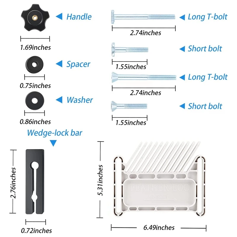 جهاز أمان لوح الريش المطور من ABGR، لوح ريش قابل للتكديس يناسب معظم المعايير، وفتحات على شكل حرف T، وقضبان على مناشير الطاولة