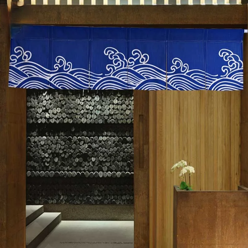 

Japanese Style Ocean Wave Horizontal Curtain Sushi Restaurant Noren Curtain Restaurant Kitchen Curtain Bar Home Decoration