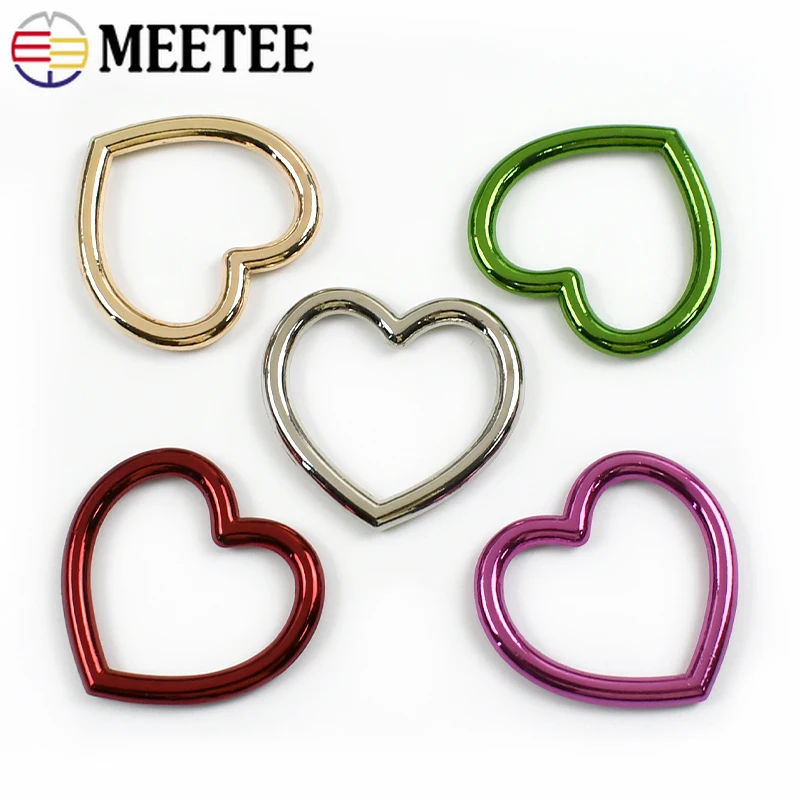 5/10/20Pcs Metal Heart O Ring Buckle Bags Strap Chain Connection Hooks Webbing Belt Adjust Clasp DIY Hardware Accessories