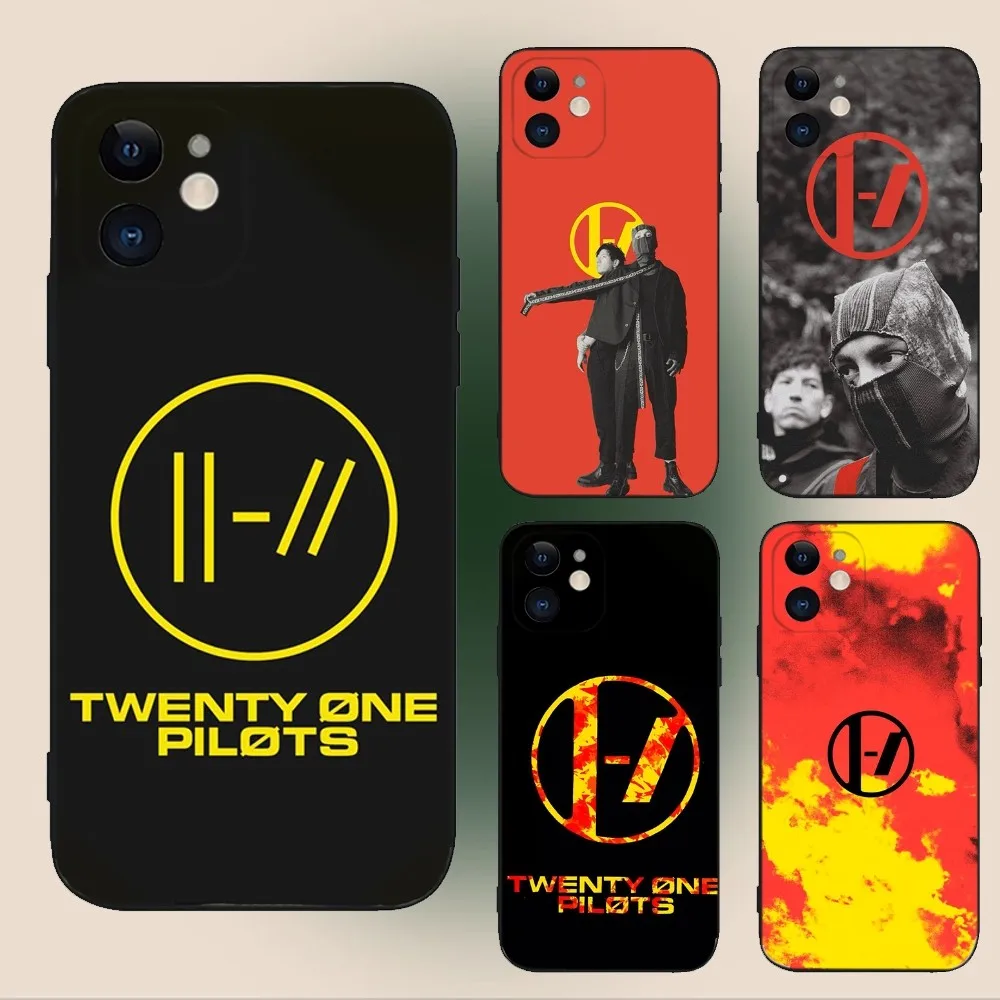 T-Twenty one Pilot  Phone Case For iPhone 15,14,13,12,11,Plus,Pro Max,XS,X,XR,SE,Mini,8,7 Soft Silicone Black Cover