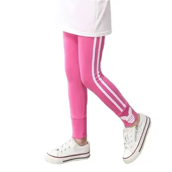 Spring Autumn Girls Leggings Side Stripe Children Skinny Pants Kids Clothing