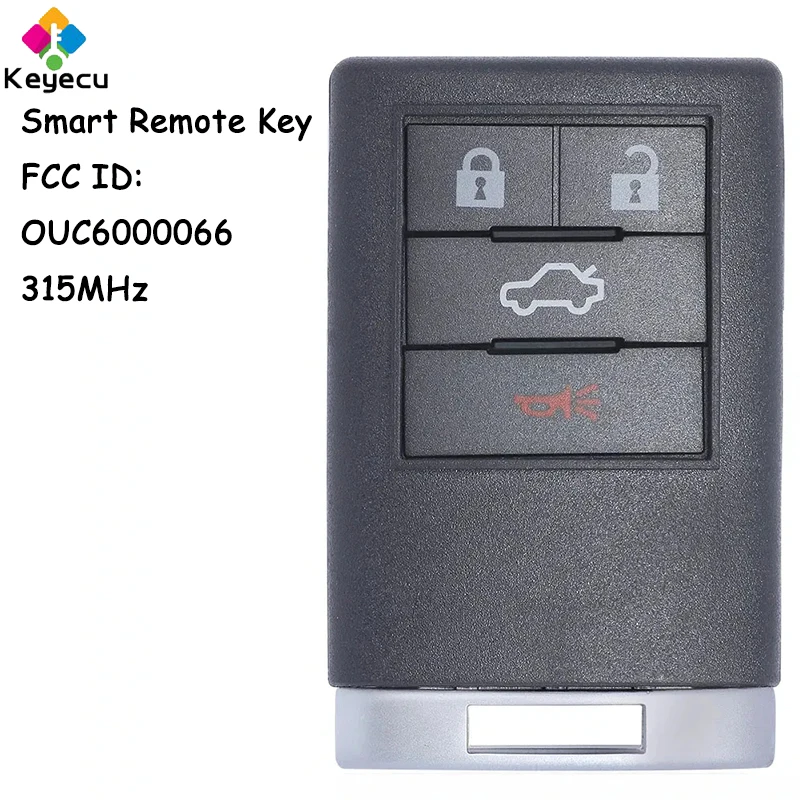 

KEYECU Smart Remote Control Car Key With 4 Buttons 315MHz for Cadillac 2008-2013 CTS 2006-2011 DTS Fob FCC ID: OUC6000066